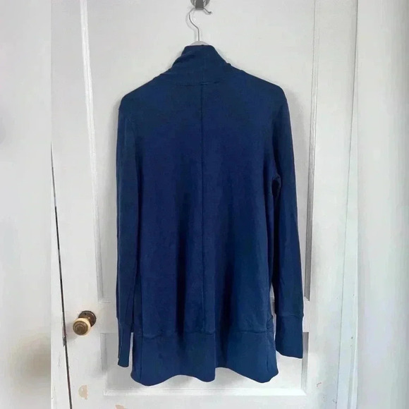 JOHNNY WAS BLUE FLEECE LONG DRAPED CARDIGAN SIZE M - Picture 4 of 4